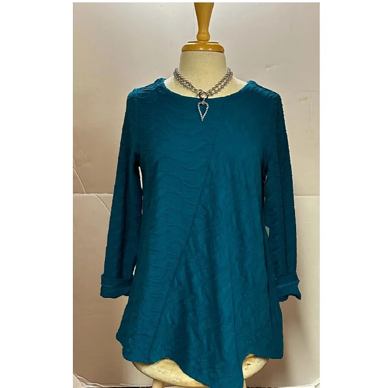 Waterfall Knit Angle Hem Tunic In Tel Teal The Good Stuff