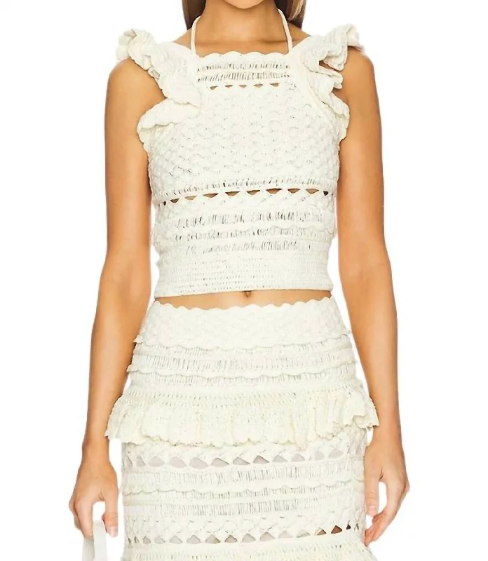 Waverly Crochet Halter Tank In Cream Trendy Street Style