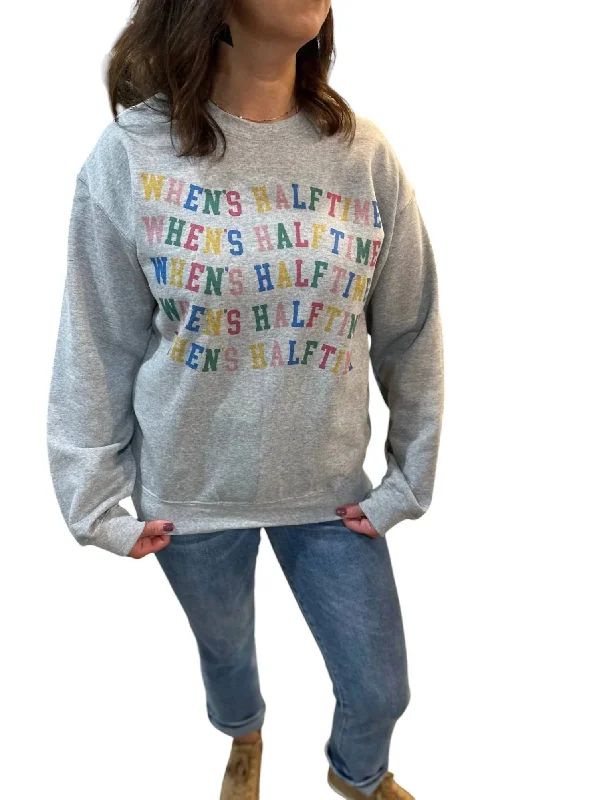 When's Halftime Crewneck Sweatshirt In Grey Pastel Styles