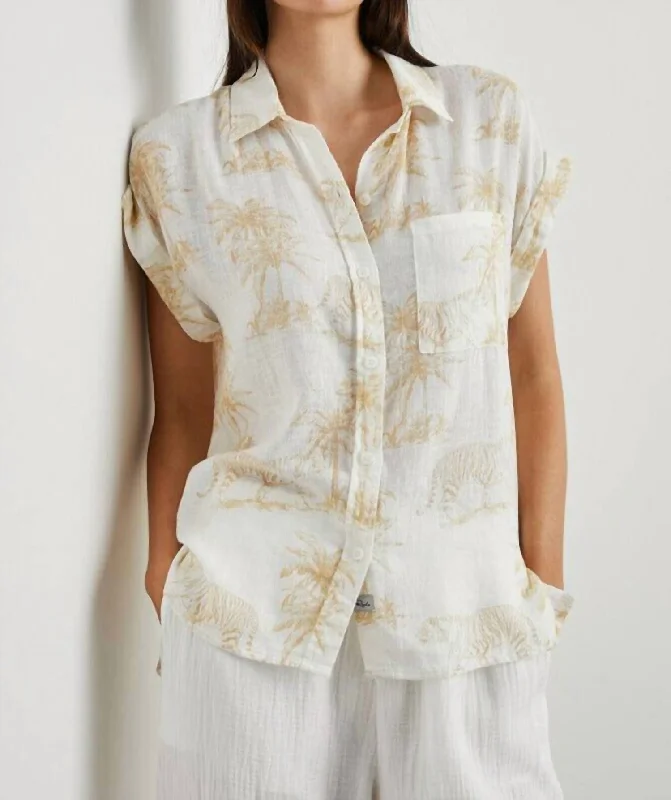 Whitney Button Down Top In Wild Bengals Flash Sale