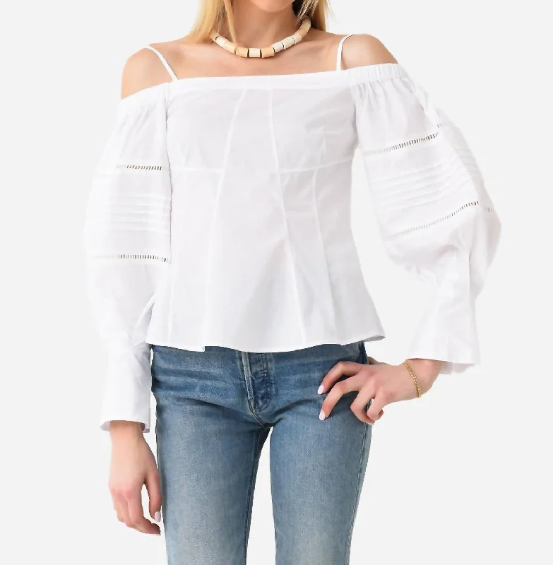 Whitney Puff Sleeve Top In White Trend Forward Threads For Her