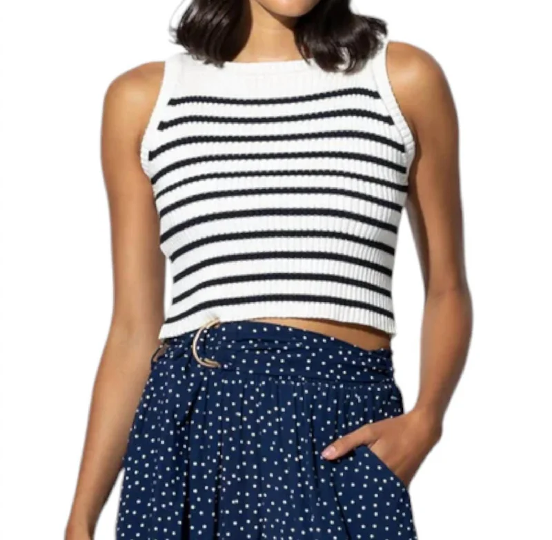 Wilah Knitted Top In Navy Stripe Everyday Basics