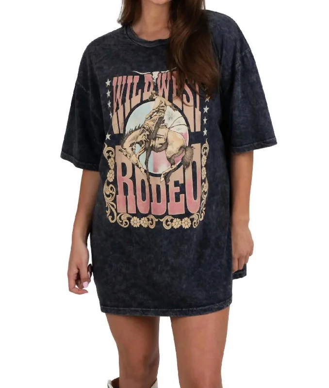 Wild West Oversized Tee Top In Black Wash Huge Discounts This Week