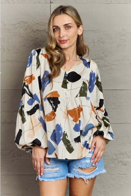 Wishful Thinking Multi Colored Printed Blouse Rustic Countryside Charm Look