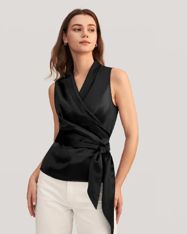 Women Elegant Silk Wrap Blouse Limited Stock