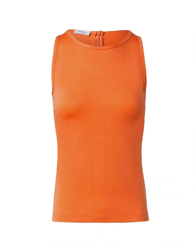 Women Fitted Knit Tank In Orange Bold Fashion