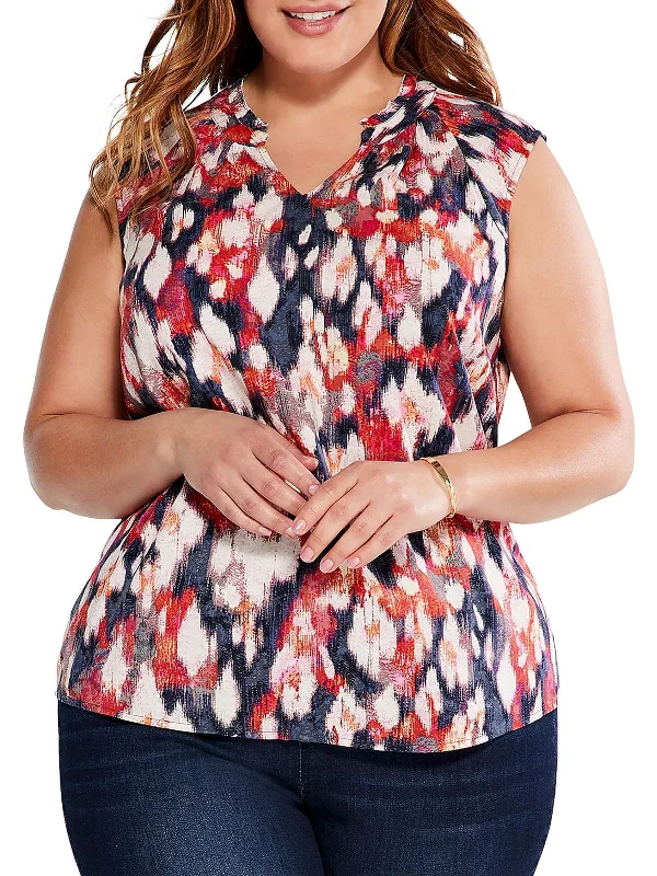 Womens Abstract Floral Pullover Top Flash Sale