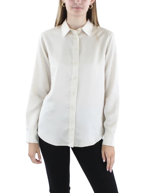 Womens Adjustable Sleeve Blouse Button-Down Top Style Redefined