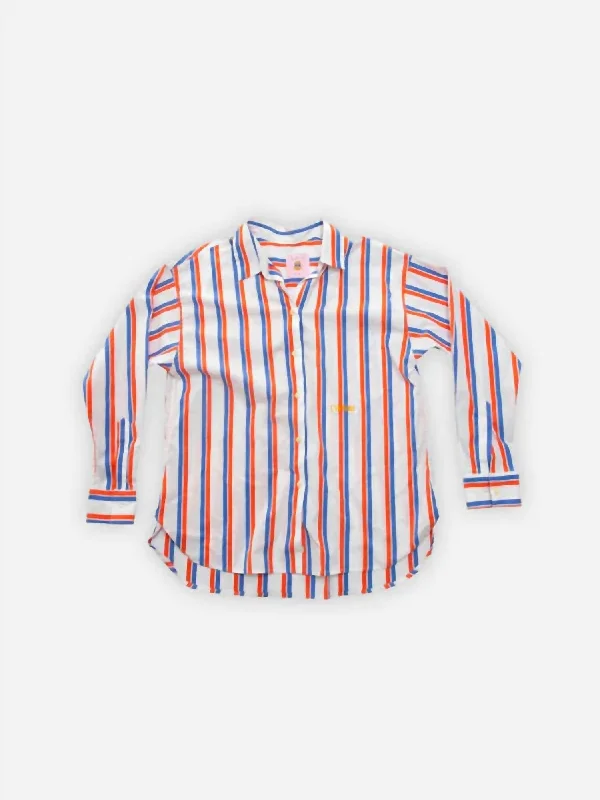 Women's Artie Button Down Shirt In Red/white/blue Dreamy Aesthetic