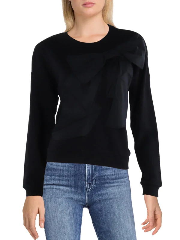 Womens Bow Sweatshirt Pullover Top Flowing Silhouette