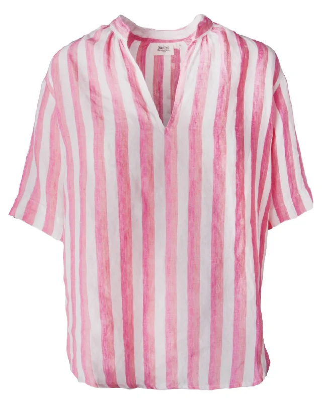 Women's Camil Woven Shirt In Pink Stripe Classic Timeless Elegant Style