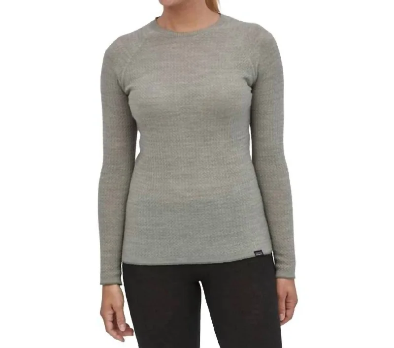 Women's Cap Air Crew Long Sleeve Top In Feather Grey X-Dye Trendy Women's Wear Collection