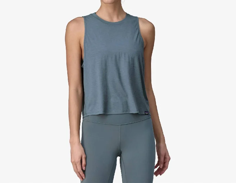 Women's Capilene Cool Trail Cropped Tank Top In Utility Blue Romantic Flair