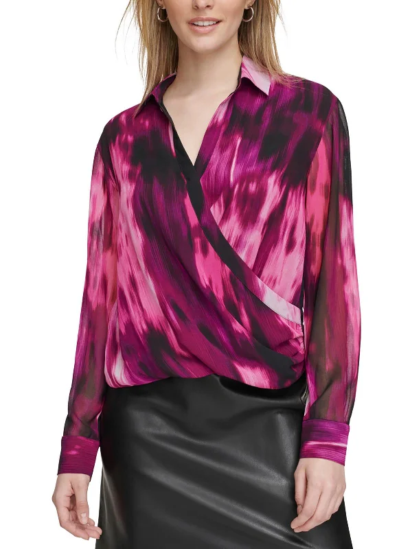 Womens Chiffon Printed Wrap Top From Casual To Classy