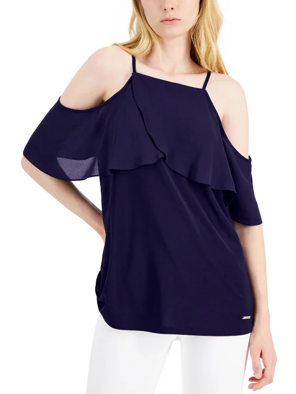 Womens Cold Shoulder Drapey Blouse High End Women's Wear