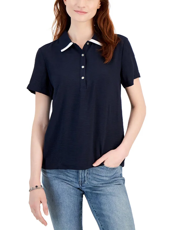 Womens Collar Button Front Polo Top Exquisite Women's Wear Sale