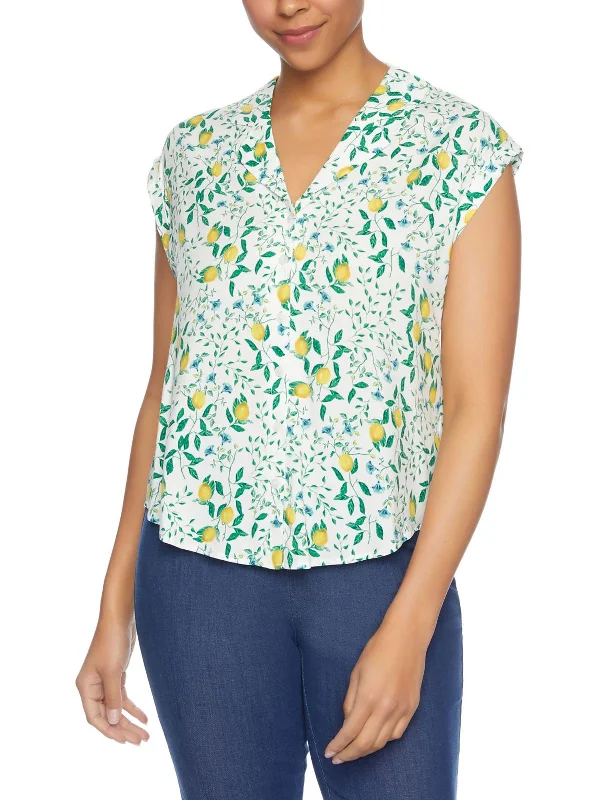 Womens Collar Floral Button-Down Top Dreamy Aesthetic