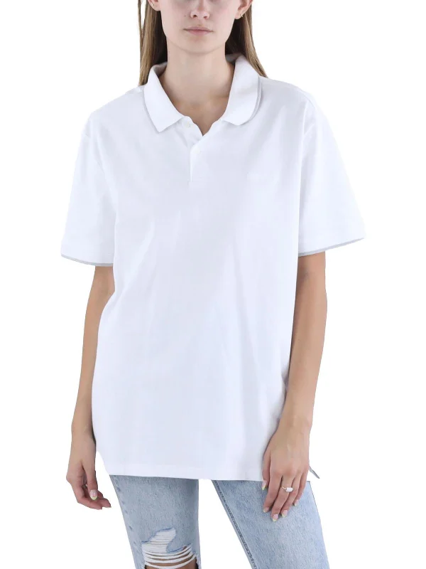 Womens Collar Short Sleeve Polo Top Score Big On Glamorous Red - Carpet Styles