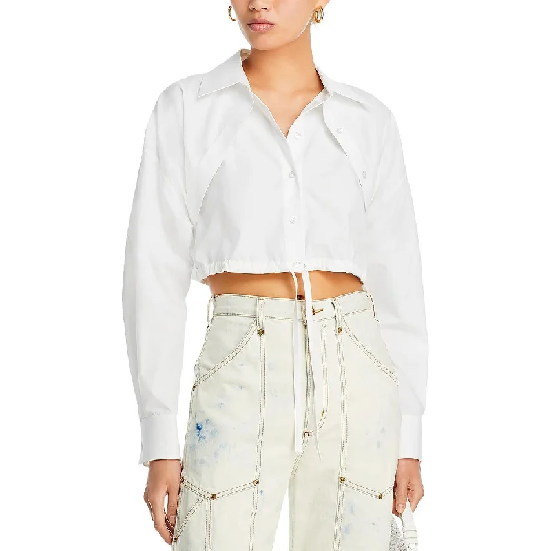 Womens Collared Button Down Cropped Trend Alert