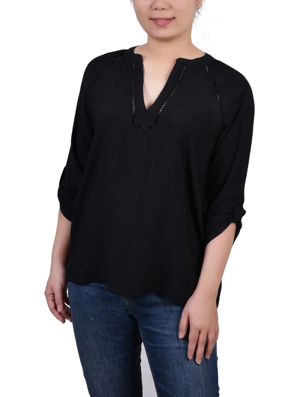 Womens Collared V Neck Blouse Huge Price Cut