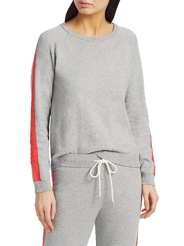 Women's Cotton Cashmere Sweatshirt In Grey/orange Modern Glamour