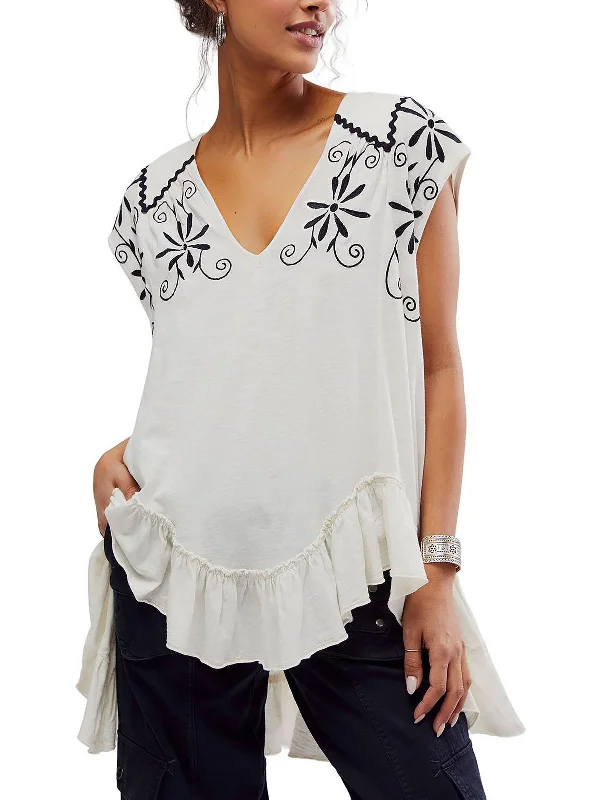 Womens Cotton Embroidered Tunic Top Daily Deals