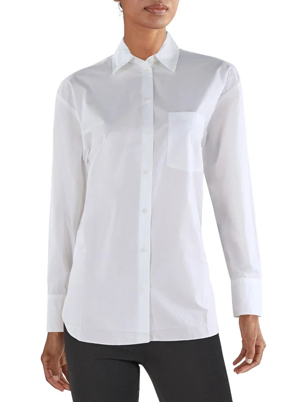 Womens Cotton Oversized Fit Button-Down Top Trend Setting Threads