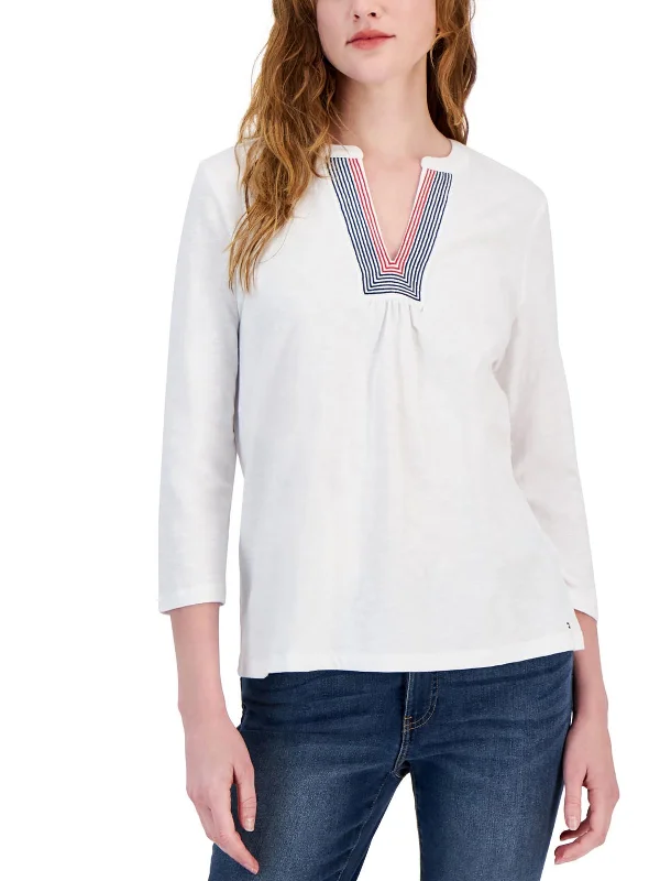 Womens Cotton Slub Henley Seize Bargains