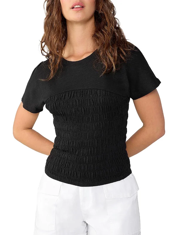 Womens Cotton Smocked Corset Pullover Top Style Breakthroughs