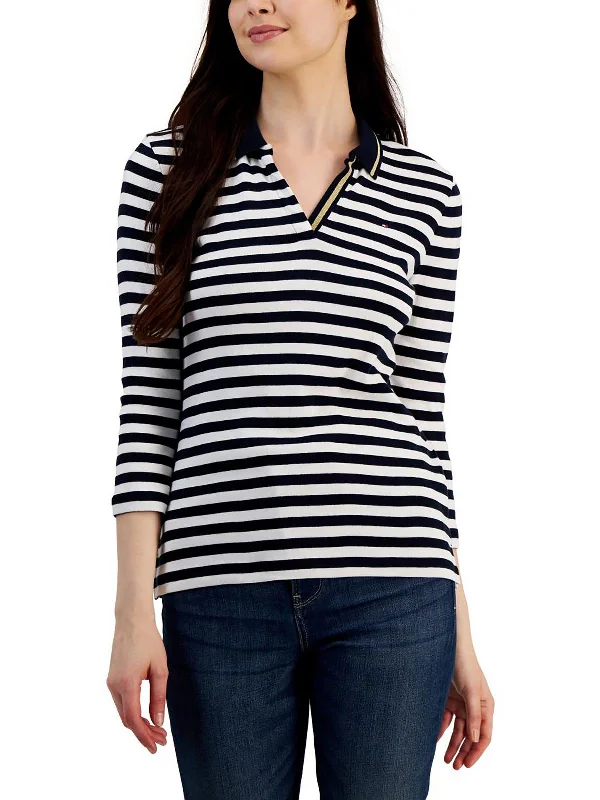 Womens Cotton Striped Polo Top Latest Trends