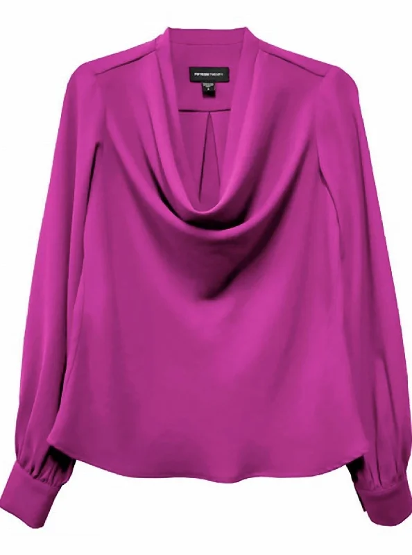 Women's Cowl Neck Top In Magenta Special Offer For You