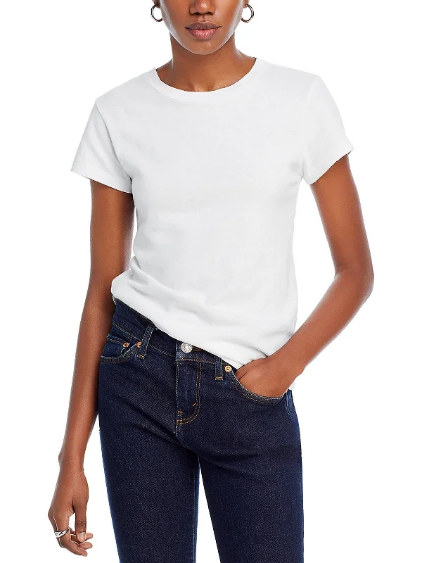 Womens Crewneck Plain Cropped Effortless Chic Apparel