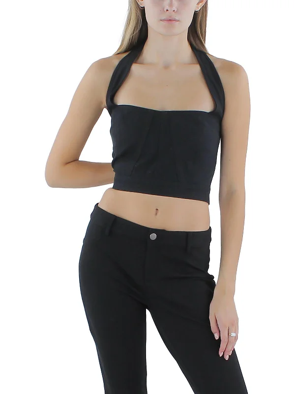 Womens Cropped Sleeveless Halter Top Urban Femme Streetwear