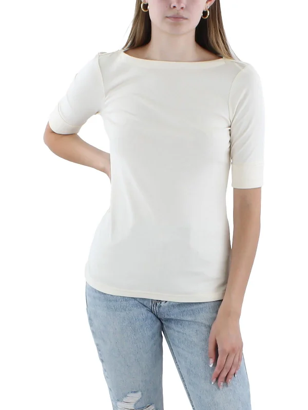 Womens Cuff Sleeves Boatneck Pullover Top Trend Forward Threads