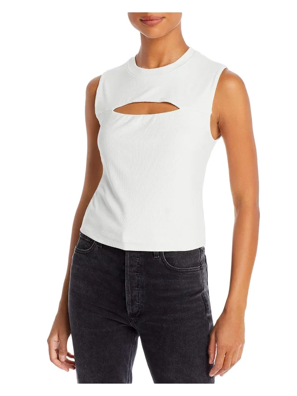 Womens Cut-Out Ribbed Knit Tank Top Trendy Women's Wear