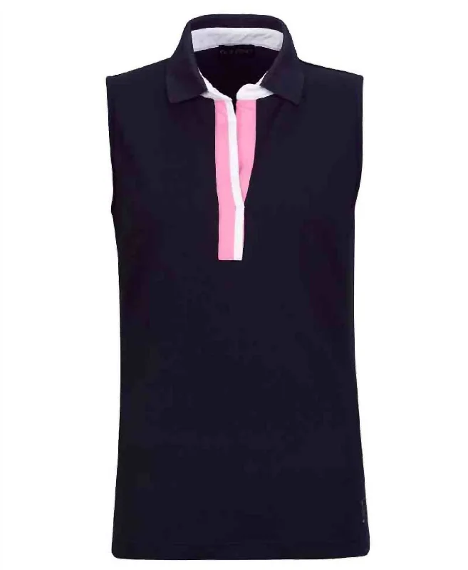 Women's Dancing Argyles Sleeveless Polo In Navy Exclusive Sale