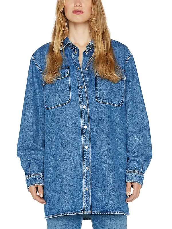 Womens Denim Oversize Tunic Top Limited Time Offer