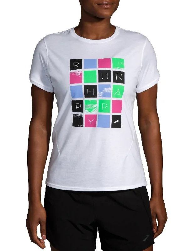 Women's Distance Short Sleeve 2.0 Tee In White/rh Mosaic Beat The Heat In Tropical Styles