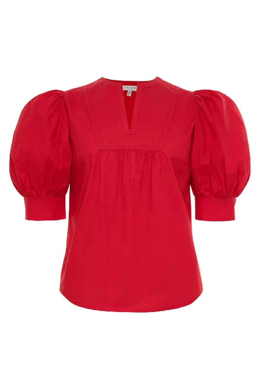 Women's Emilia Embroidered Top In Jester Red Trending Items