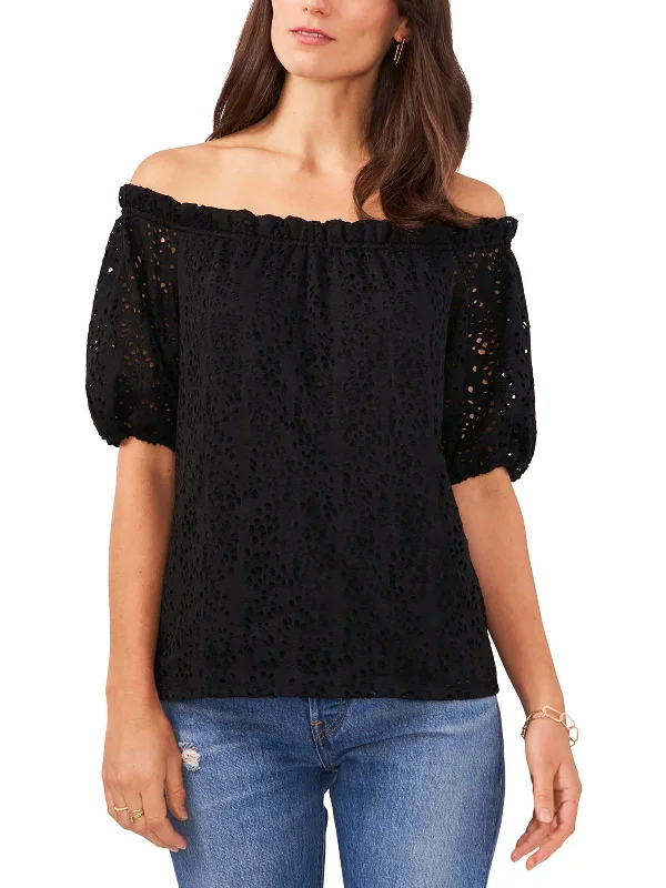 Womens Eyelet Off The Shoulder Blouse Formal Outfit