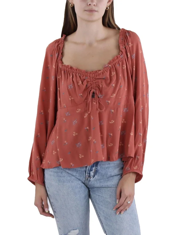 Womens Floral Print Cropped Blouse Unleash Your Trend Driven Style