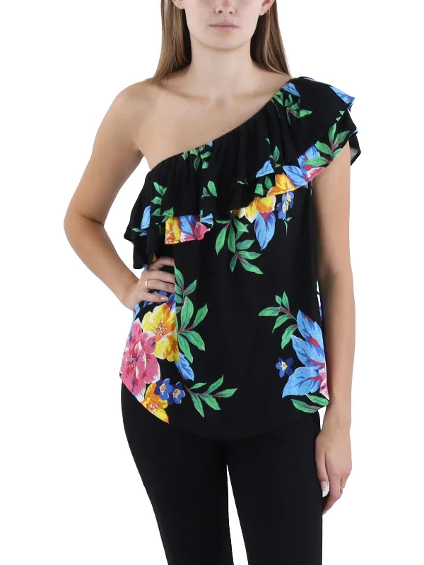 Womens Floral Print One Shoulder Blouse Unleash Your Style