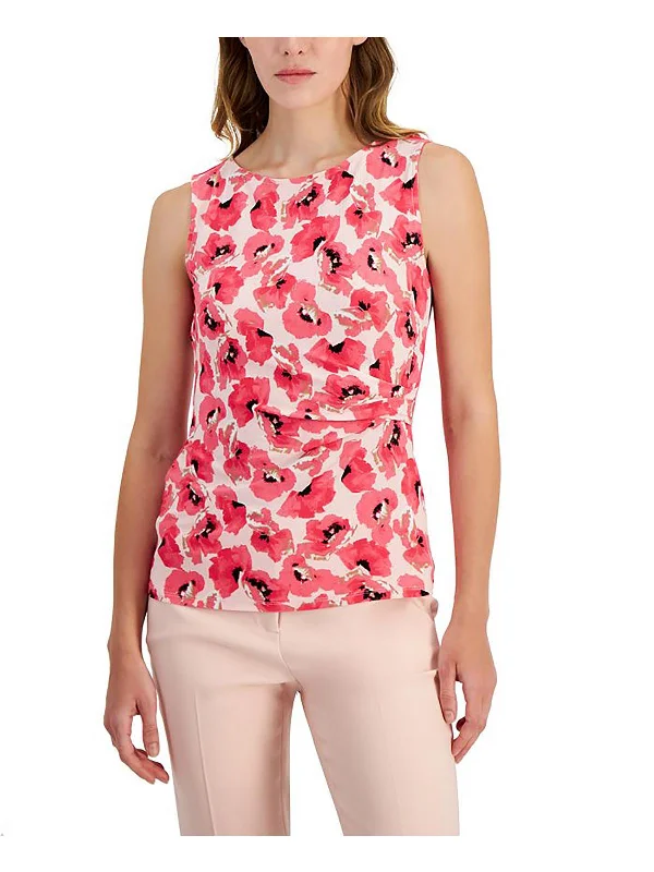 Womens Floral Print Ruched Pullover Top Special Offer