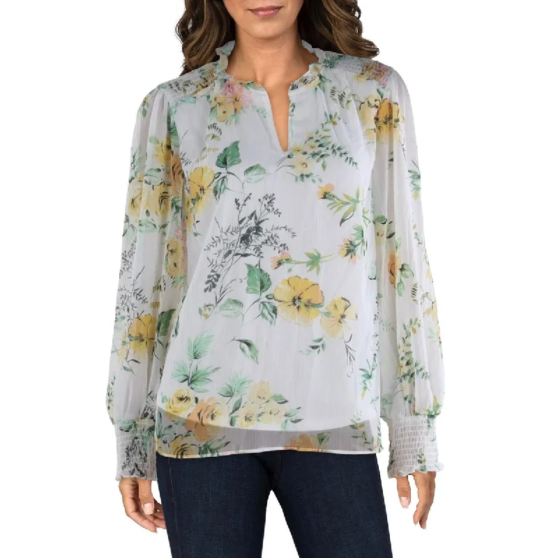 Womens Floral Print Split Neck Blouse Best Sellers