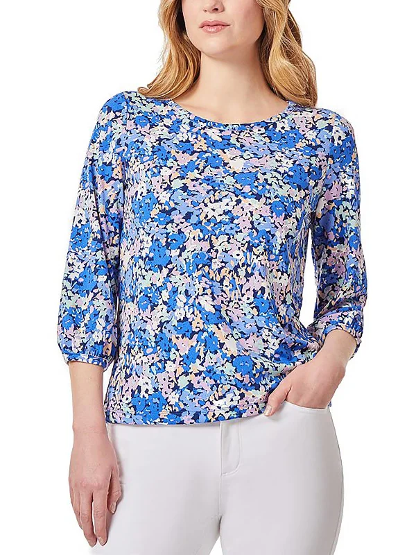 Womens Floral Print Three Quarter Sleeves Pullover Top Fashion For Every Occasion