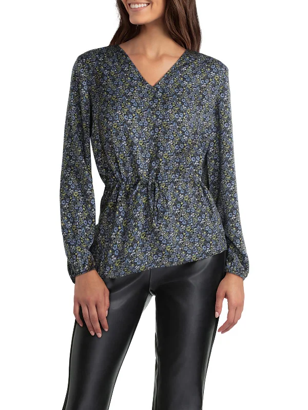 Womens Floral V Neck Blouse Sophisticated Fashion