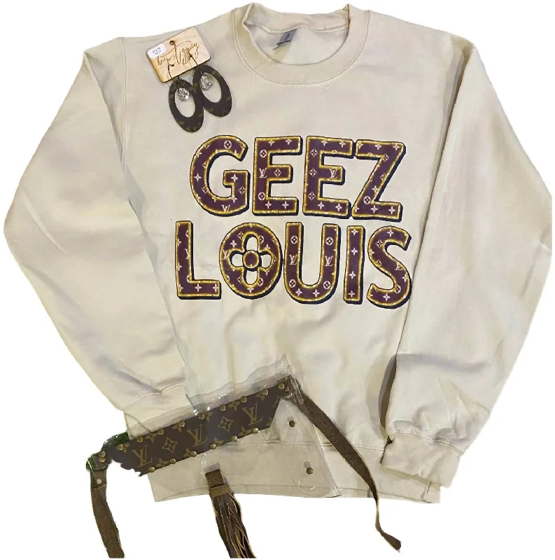 Women's Geez Louis Mono Sweatshirt In Sand Feminine Charm