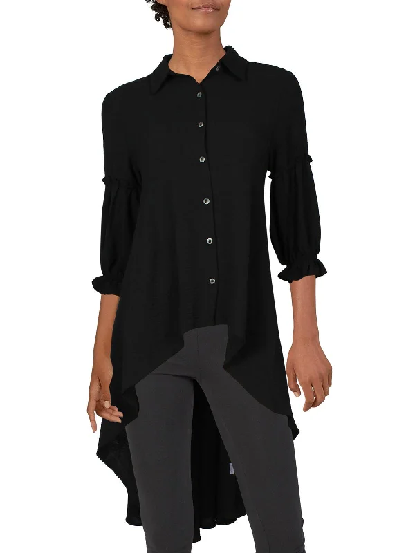 Womens Hi-Low Duster Button-Down Top Dive Into Trendy Women's Fashion