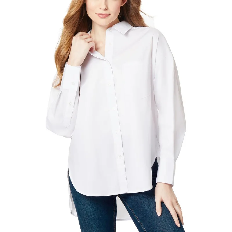 Womens Hi-Low Oversized Button-Down Top Fashion Forward