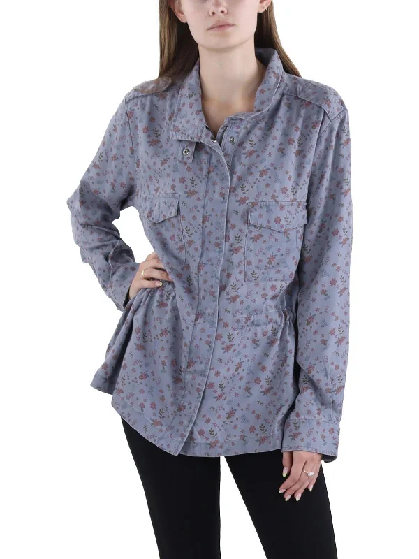 Womens Jacket Zipper Button-Down Top Limited Time